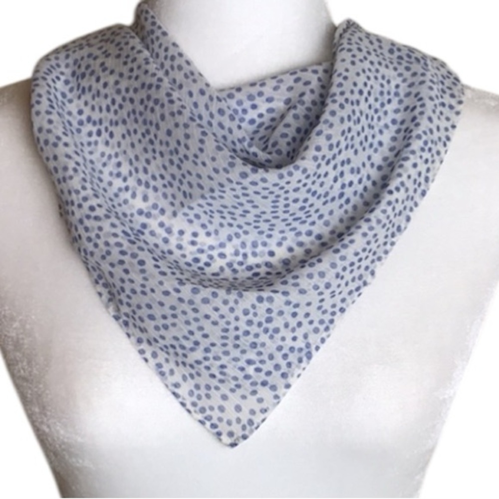 Esprit White and Blue Polka Dot Scarf NWT
